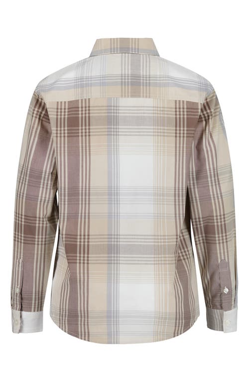 Calvin Klein Kids' Plaid Long Sleeve Button-up Shirt In Gray