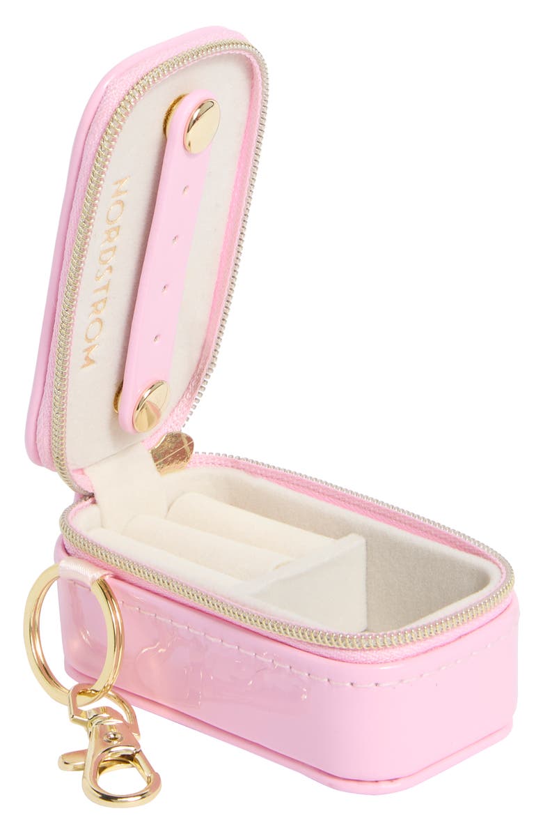 Nordstrom Mini Travel Jewelry Case Key Chain, Alternate, color, Pink- Gold Love