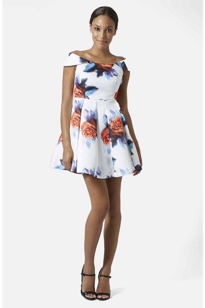 White Floral Dress, Alternate, color, WHITE