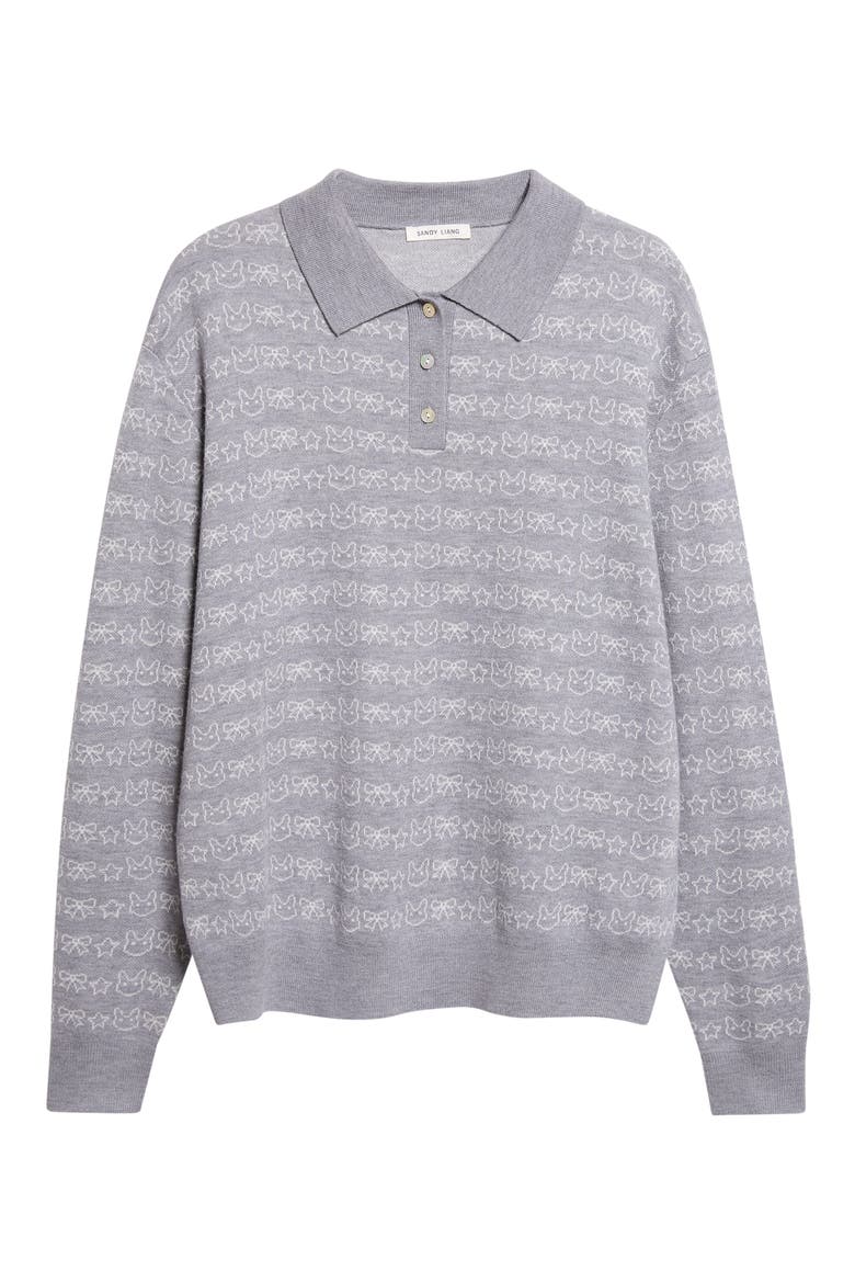 Woods Merino Wool Polo Sweater, Alternate, color, HEATHER GREY