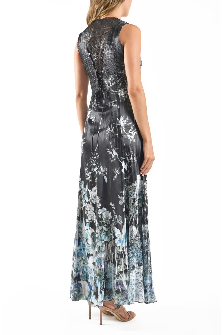 Lace-Up Back Maxi Dress, Alternate, color, HYDRANGEA BORDER