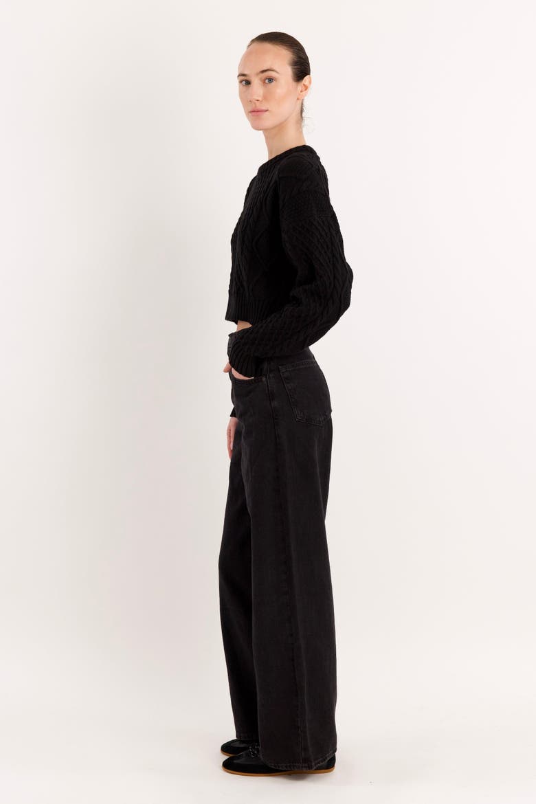 Cropped Knit Sweater, Alternate, color, Black