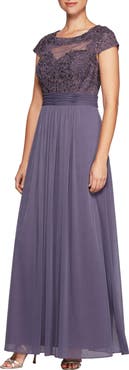 Alex Evenings Embroidered A-Line Gown