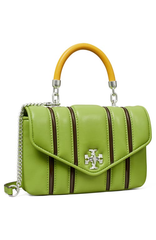 Tory Burch Mini Kira Bombé Stripe Top Handle Bag In Brown