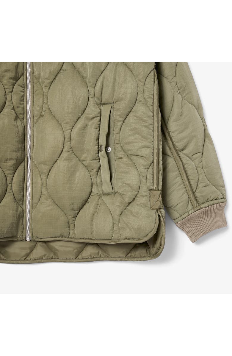 Lacoste Water Repellent Quilted Bomber Jacket, Alternate, color, Khaki
