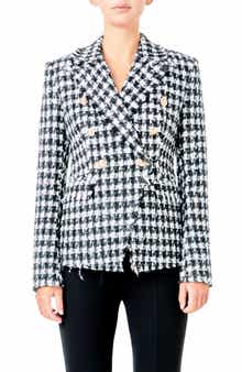 Check Tweed Double Breasted Blazer