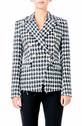 Check Tweed Double Breasted Blazer