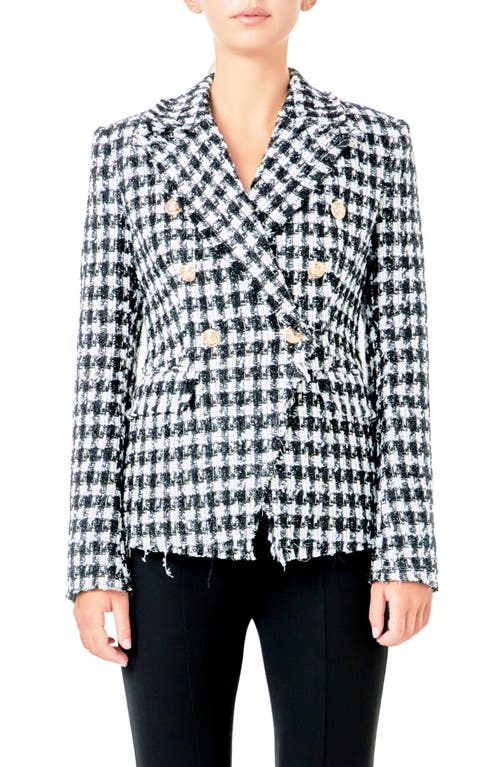 Endless Rose Women's Checked Tweed Blazer In Black/white