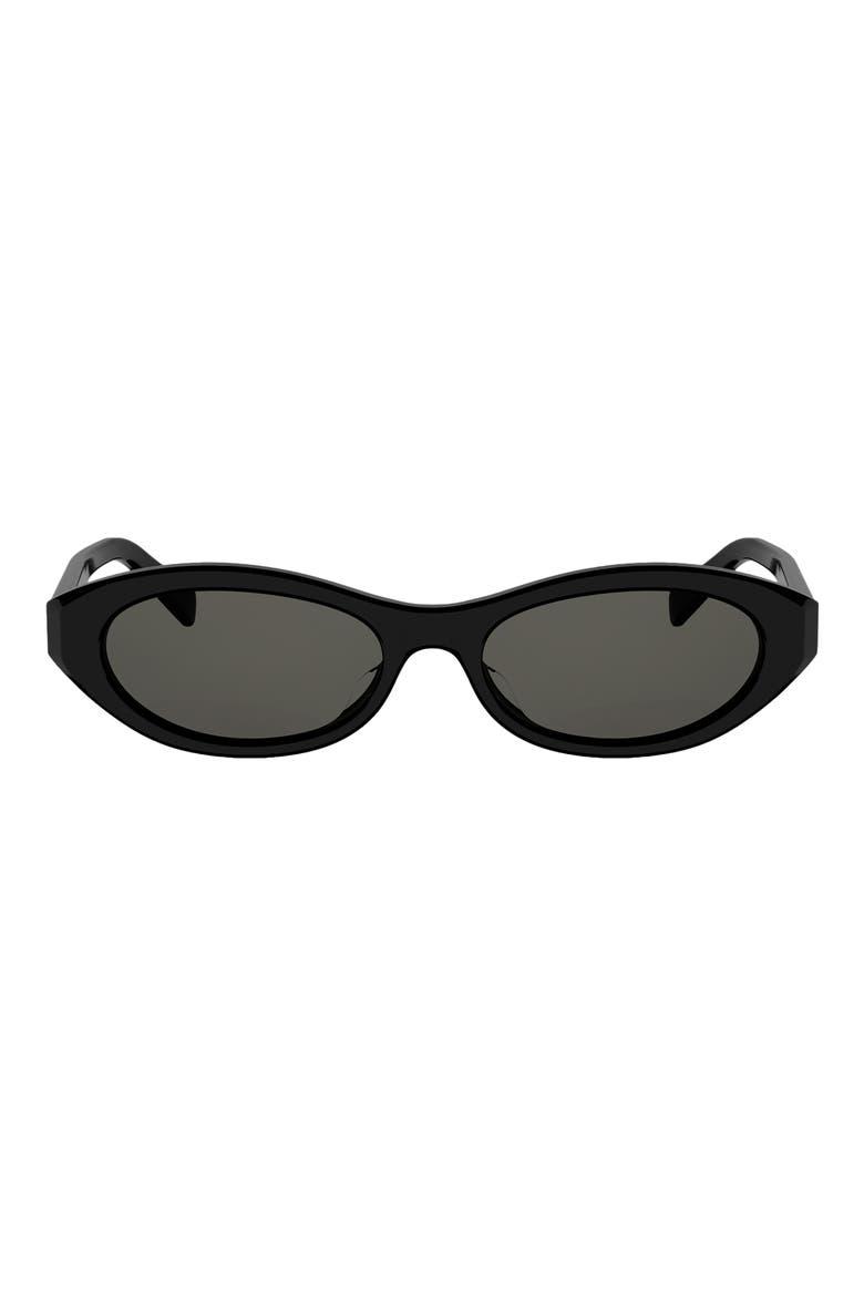 Triomphe Mini 54mm Oval Sunglasses, Main, color, SHINY BLACK / SMOKE