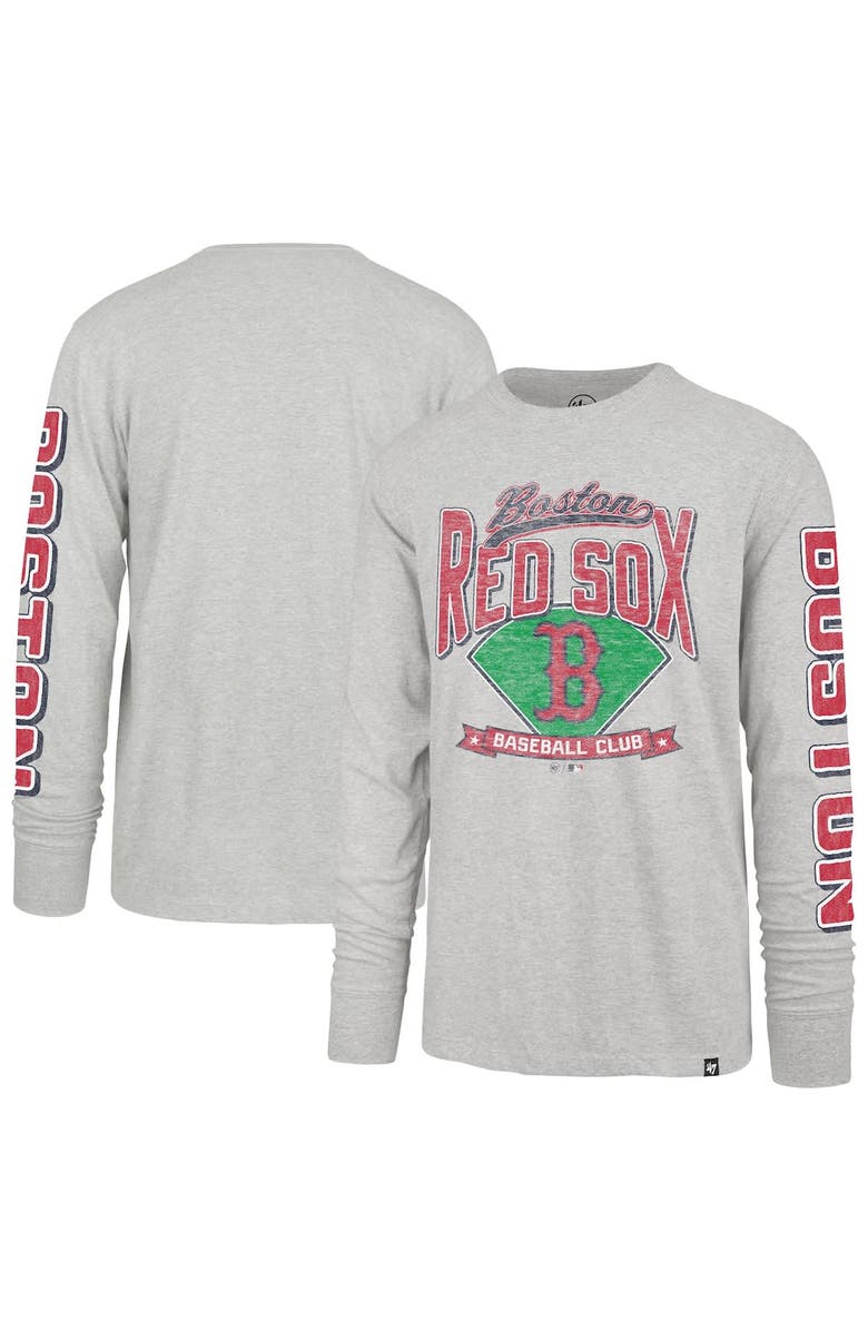 '47 Men's '47  Gray Boston Red Sox Big & Tall Distressed Franklin Long Sleeve T-Shirt, Main, color, Gray