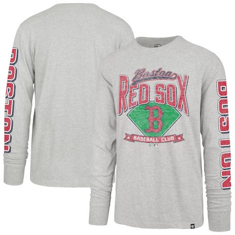 Men's '47  Gray Boston Red Sox Big & Tall Distressed Franklin Long Sleeve T-Shirt