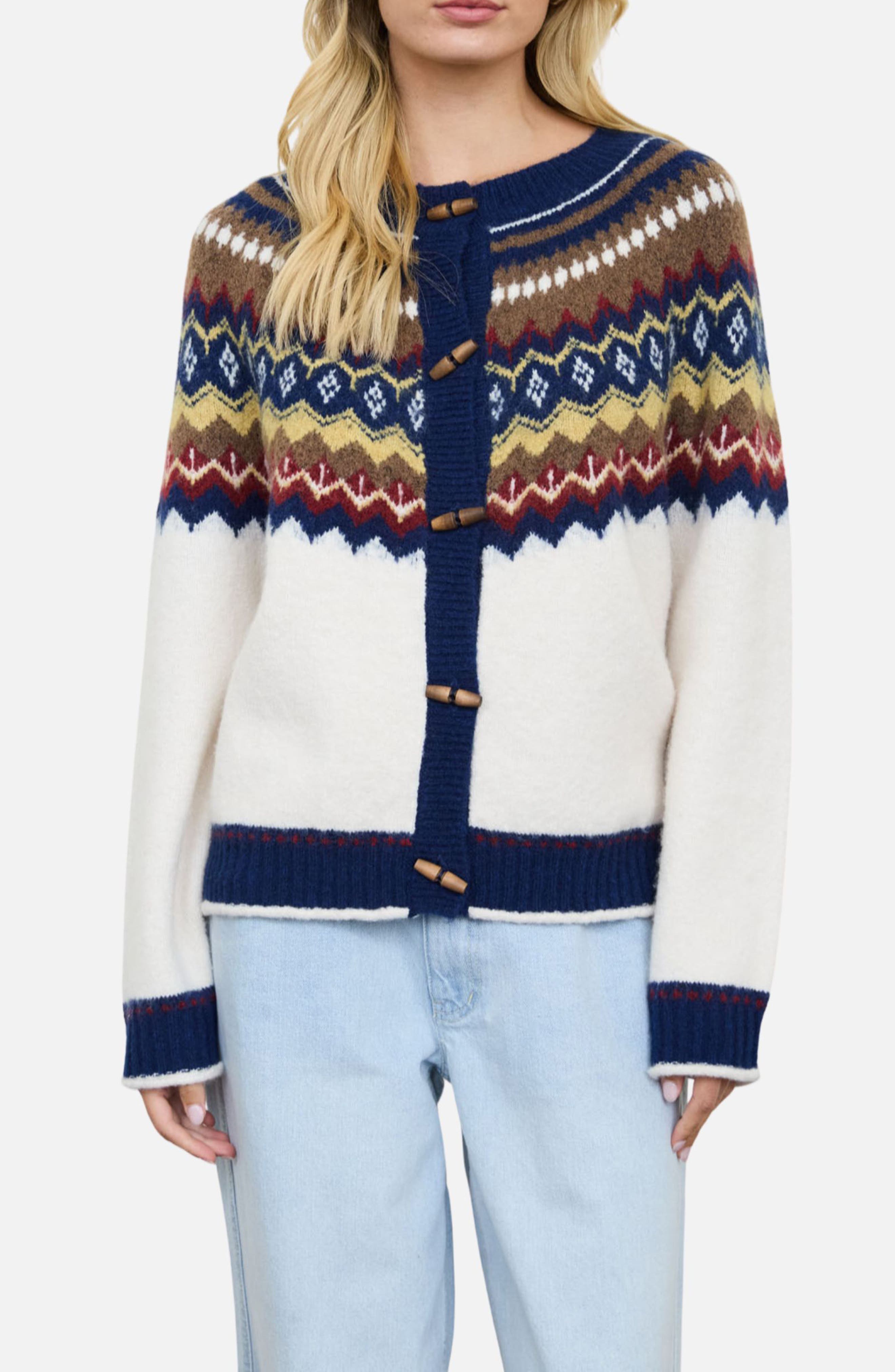 Fair Isle Toggle Front Cardigan