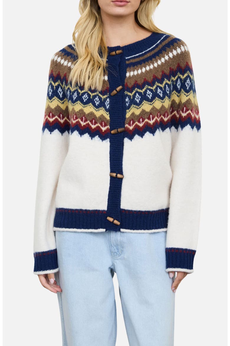 Fair Isle Toggle Front Cardigan, Main, color, NAVY MULTI
