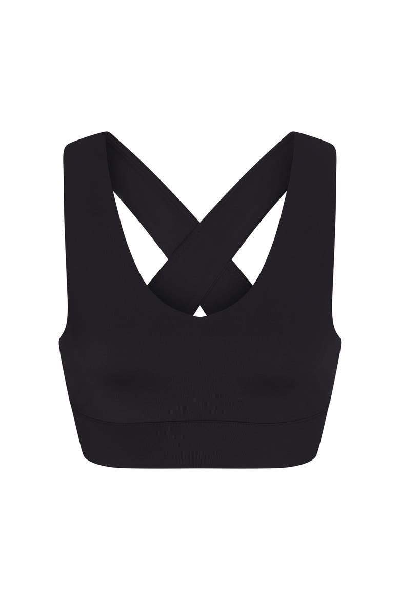 X-Over Back Sports Bra, Main, color, Black