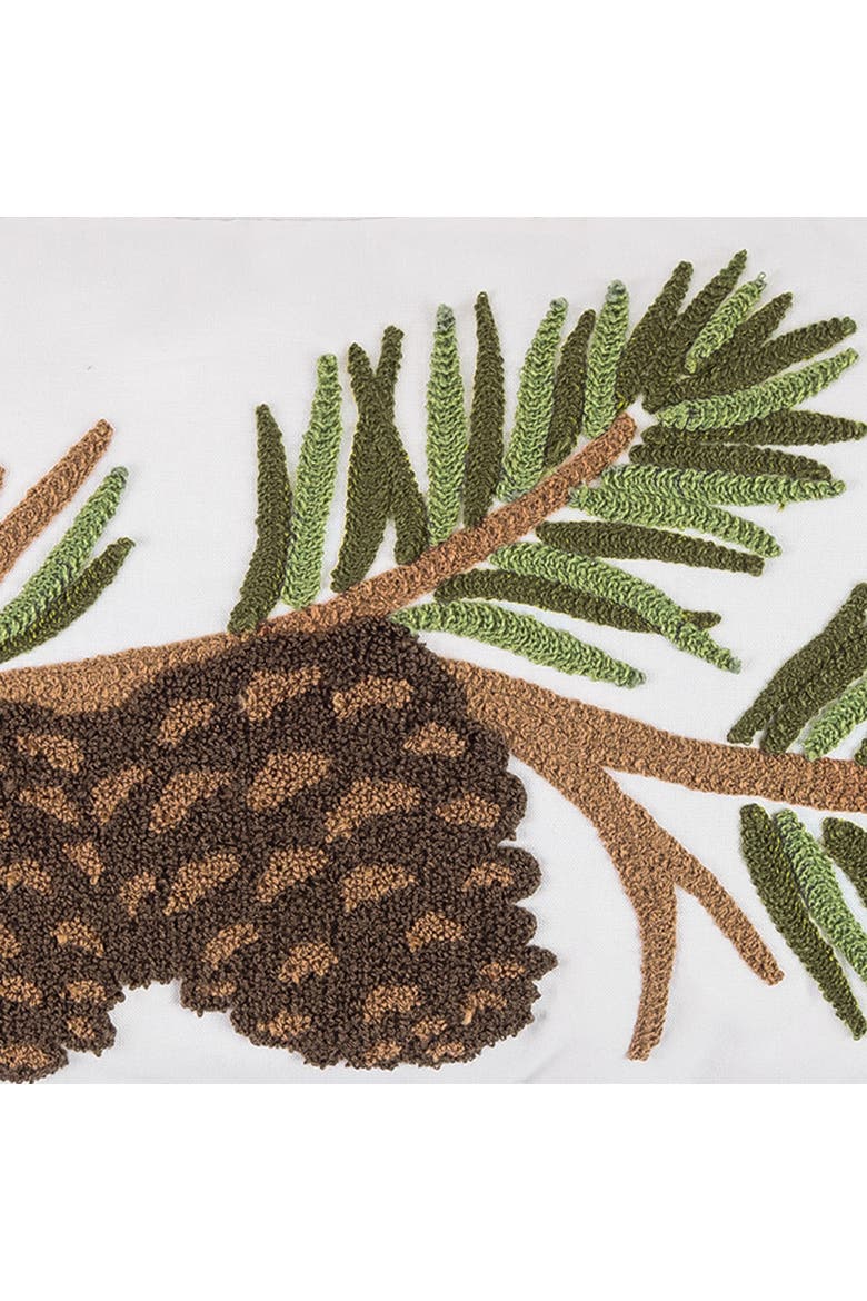 Pinecone Branch Tufted Accent Pillow, Alternate, color, Green