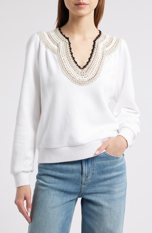Rails Sava Crochet Stitch Cotton Sweatshirt In White With Crochet