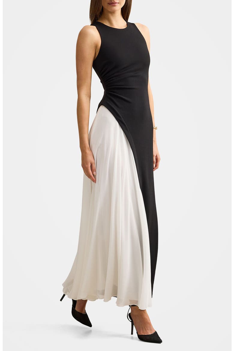 Candace Contrast Maxi Dress, Alternate, color, BLACK/ WHITE