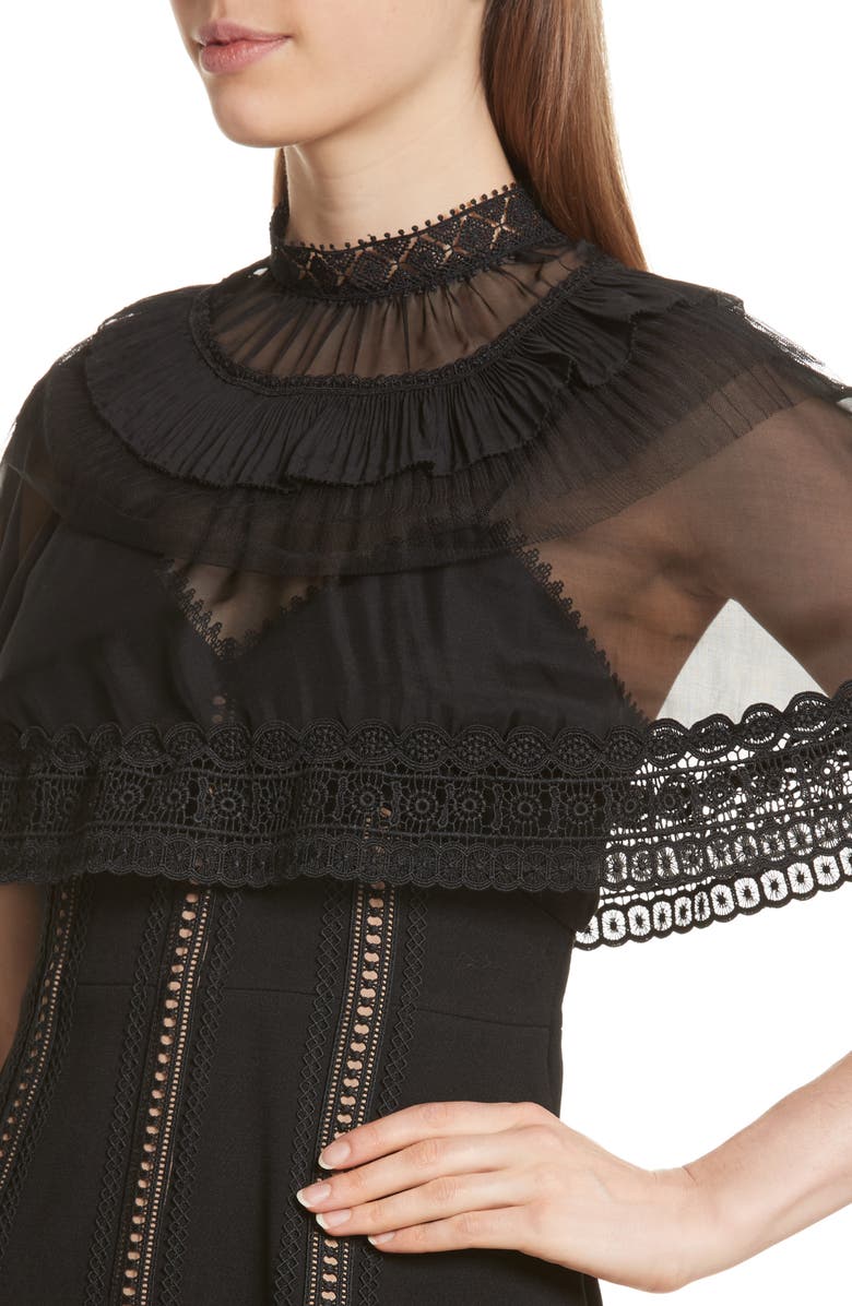 Self-Portrait Trimmed Overlay Minidress, Alternate, color, 