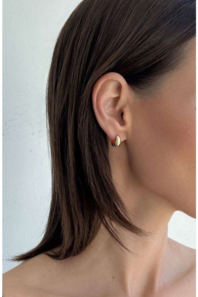 Set of 3 14K Gold Plated Huggie Hoop Earrings, Alternate, color, GOLD