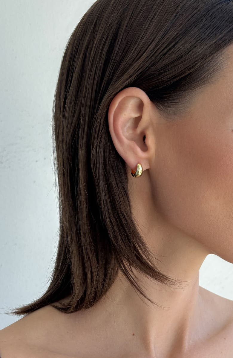 Adornia Set of 3 14K Gold Plated Huggie Hoop Earrings, Alternate, color, Gold