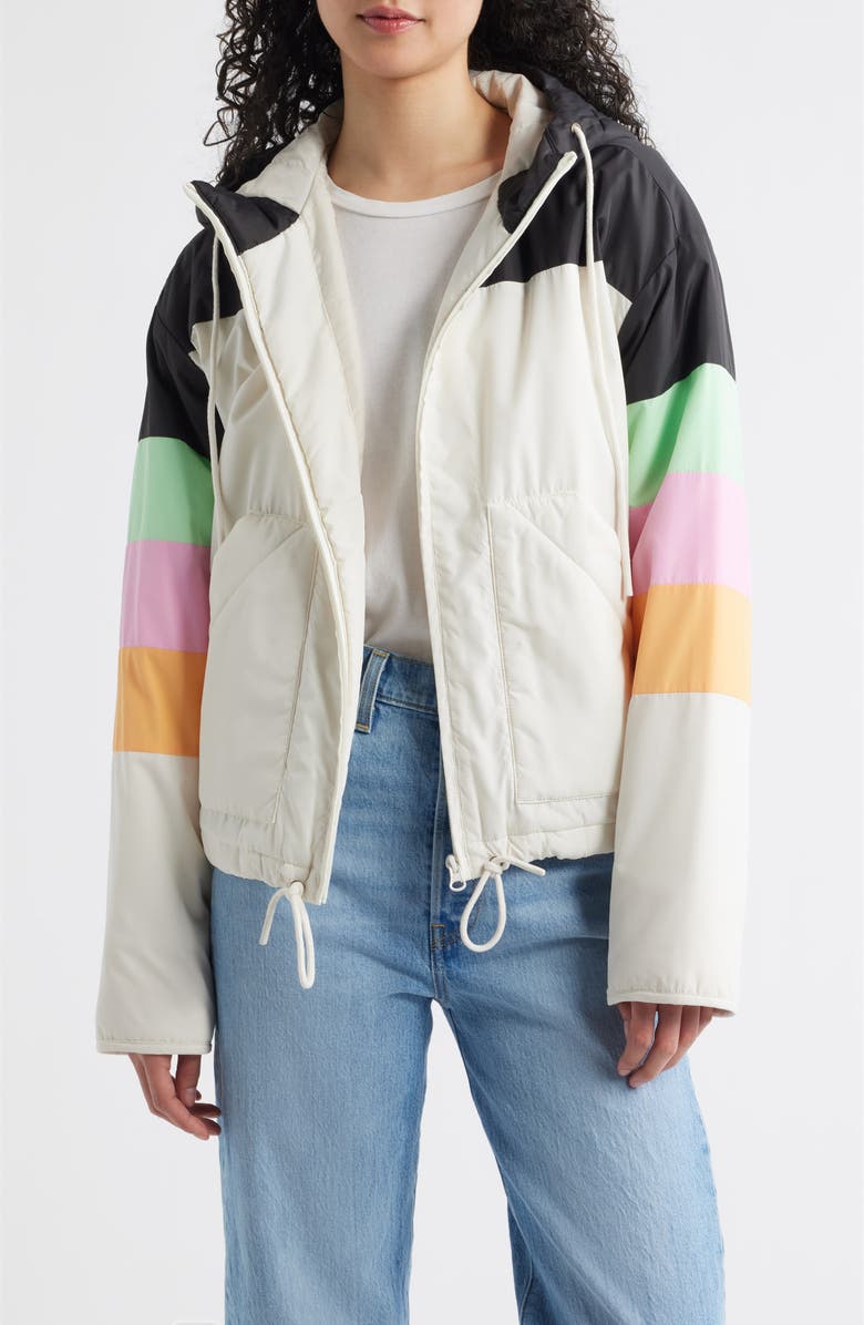 Rip Curl Keepsakes Insulated Bomber Jacket, Main, color, White Multi