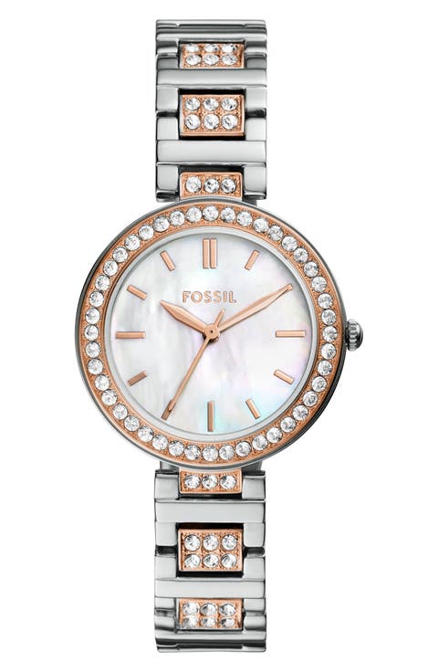 Karli Three-Hand Quartz Crystal Bracelet Watch, 32mm