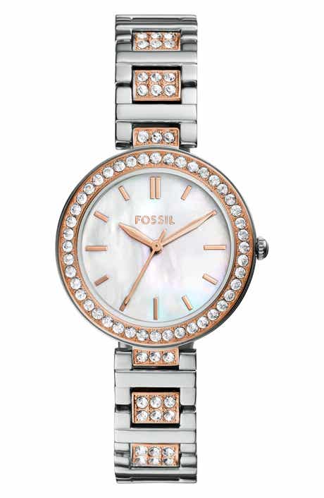 Fossil Karli Three-Hand Quartz Crystal Bracelet Watch, 32mm