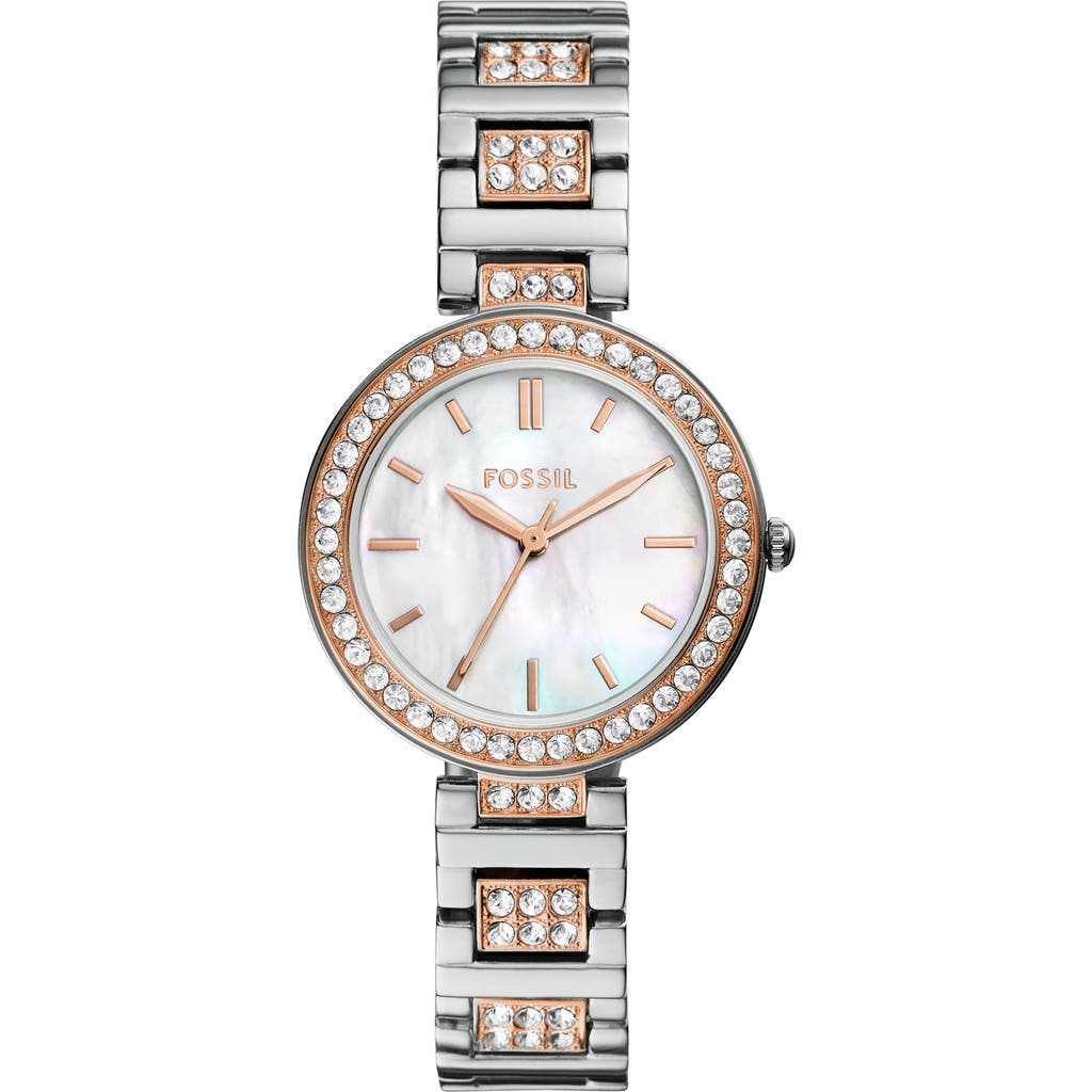 Fossil Karli Three-Hand Quartz Crystal Bracelet Watch, 32mm in Silver at Nordstrom Rack