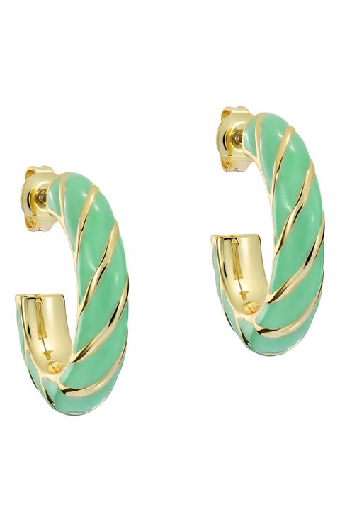 Tiffany Twist Enamel Hoop Earrings
