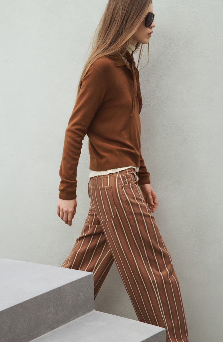 MANGO Stripe Straight Leg Jeans, Alternate, color, Medium Brown