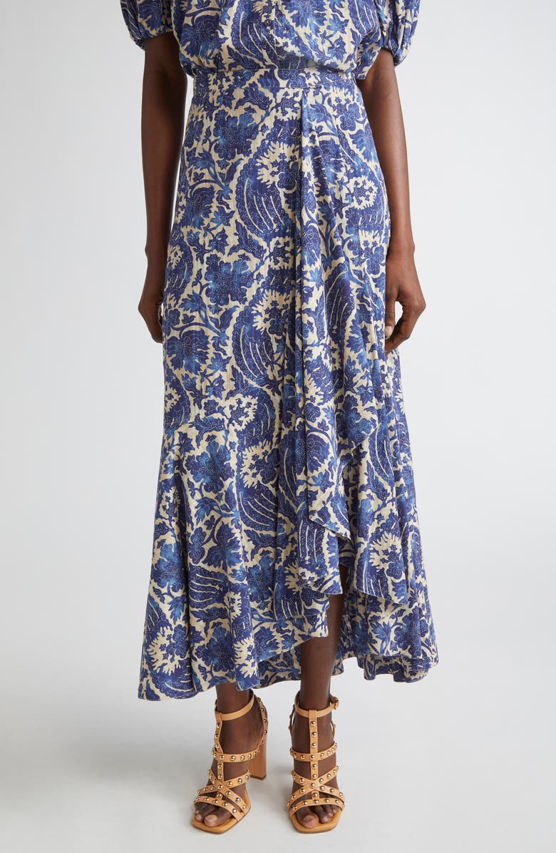 Ulla Johnson Sabina Cascasde Ruffle Cotton Blend Skirt, Main, color,