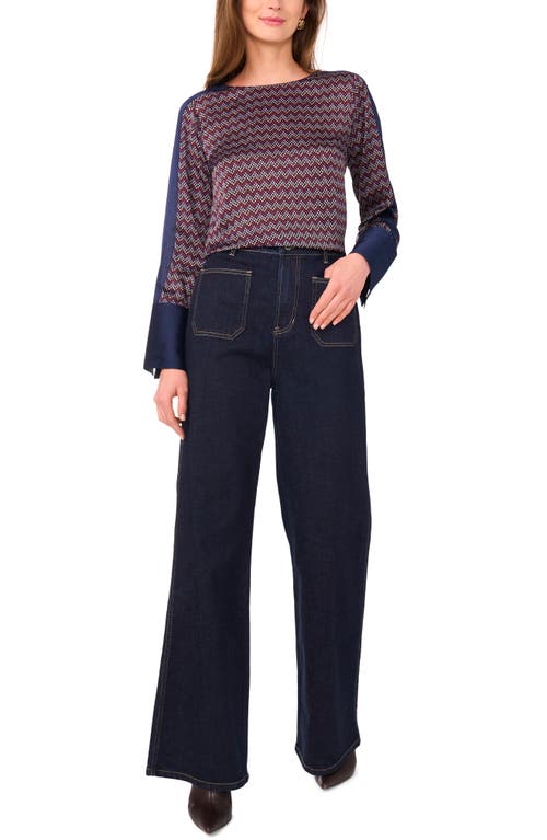 Vince Camuto Flared Sleeve Top In Purple