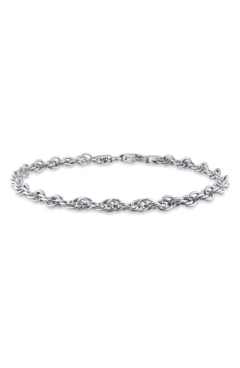 DELMAR Sterling Silver Rope Chain Bracelet, Main, color, Silver