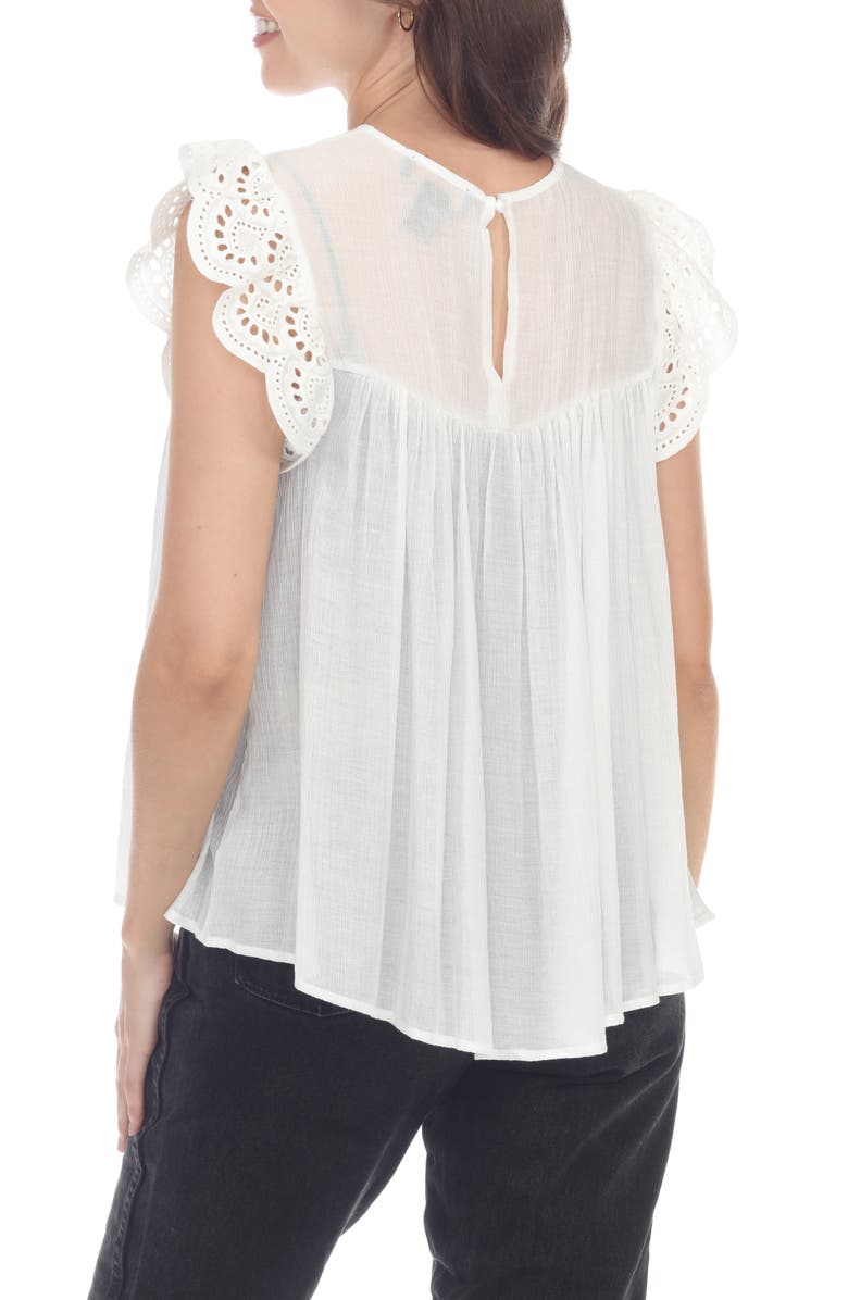 RAIN AND ROSE Eyelet Cap Sleeve Top, Alternate, color, 