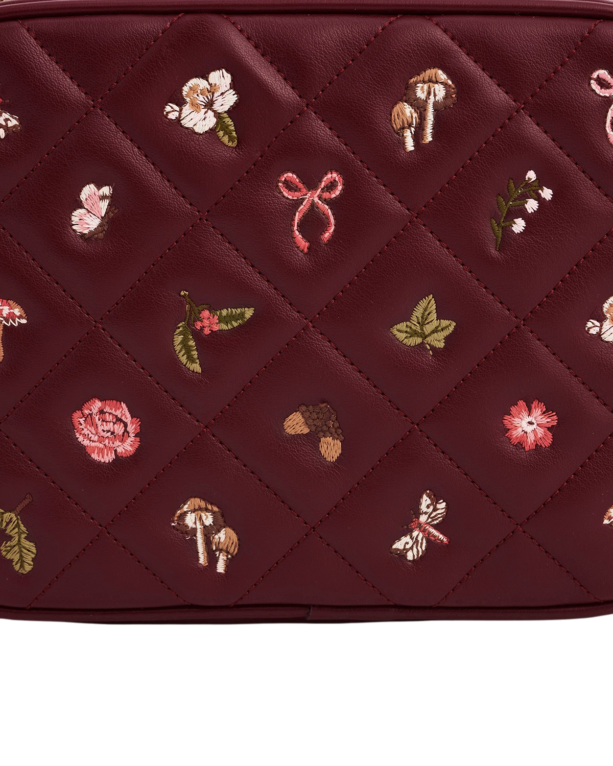 Alice Orla Embroidered Quilted Camera Purse, Alternate, color, Burgundy