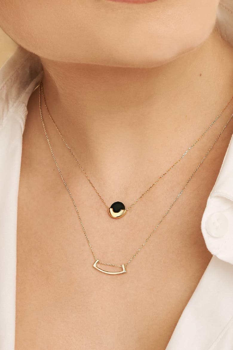 14K Gold Stone Purse Pendant Necklace, Alternate, color, Gold/Black Onyx