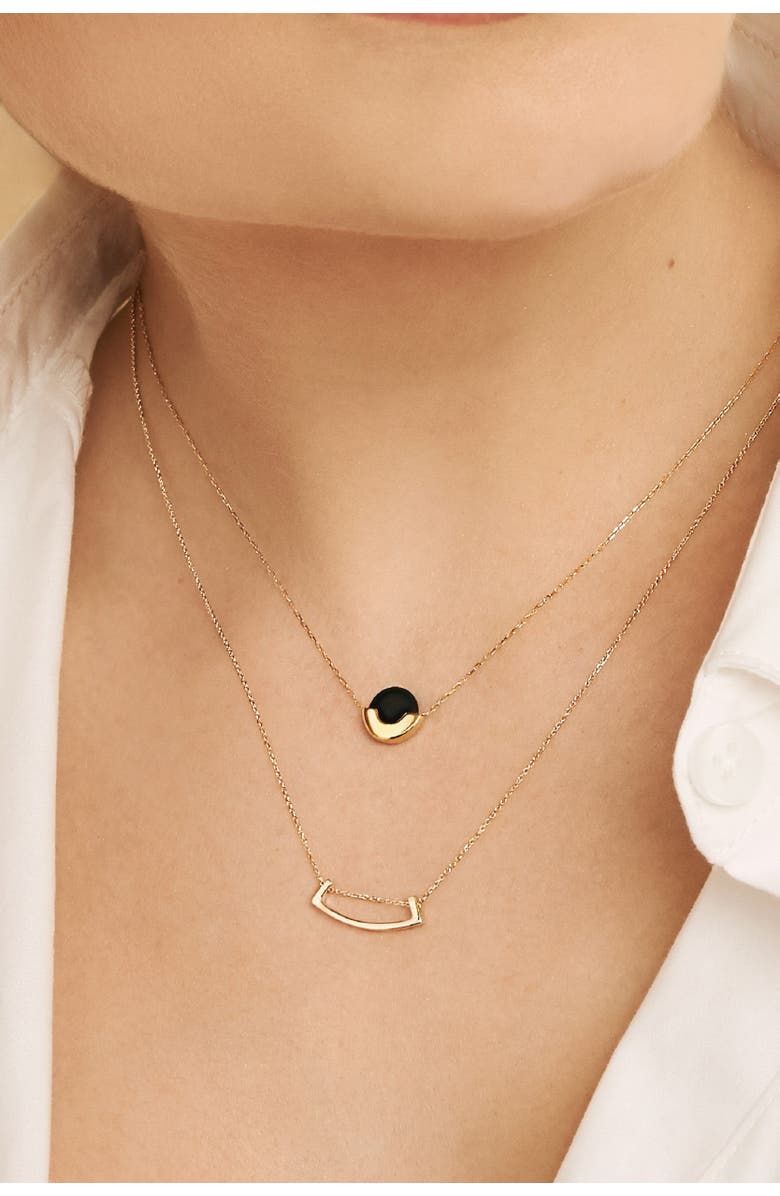 Oradina 14K Gold Stone Purse Pendant Necklace, Alternate, color, Gold/Black Onyx