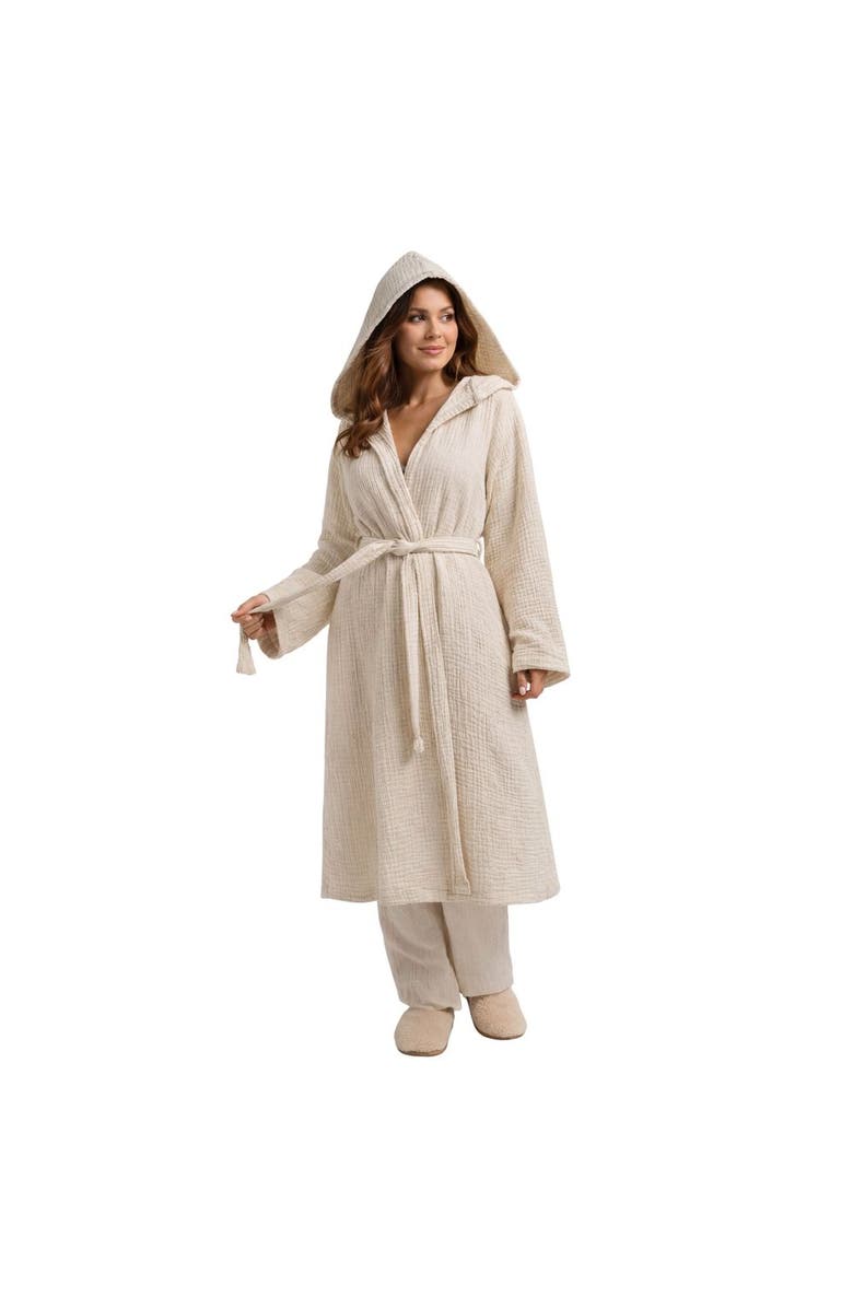 Olive & Linen Soho Supersoft Robe, Main, color, Ecru Black Dots - L/Xl