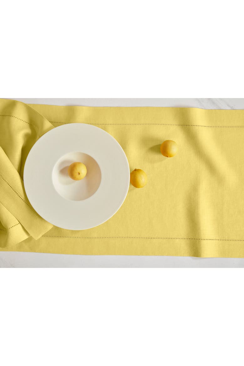Linen Table Runner - Sonoma Hemstitch, Alternate, color, Yellow