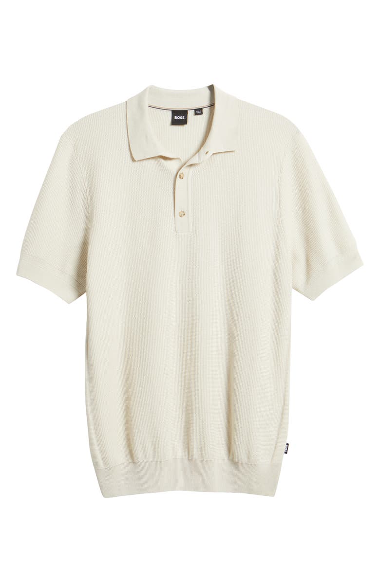 BOSS Daremo Cotton Blend Polo Sweater, Alternate, color, Open White