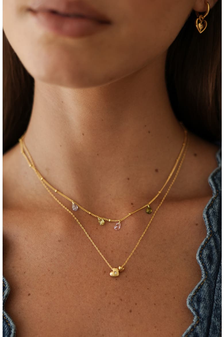 Cubic Zirconia Station Necklace, Alternate, color, GOLD