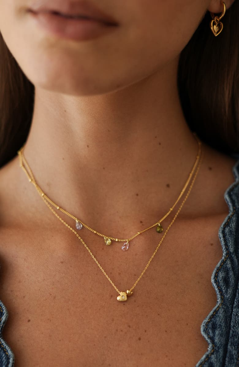 Estella Bartlett Cubic Zirconia Station Necklace, Alternate, color, Gold