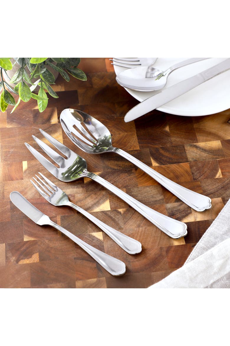 45 Piece Stainless Steel Flatware and Serving Set, Alternate, color, Silver