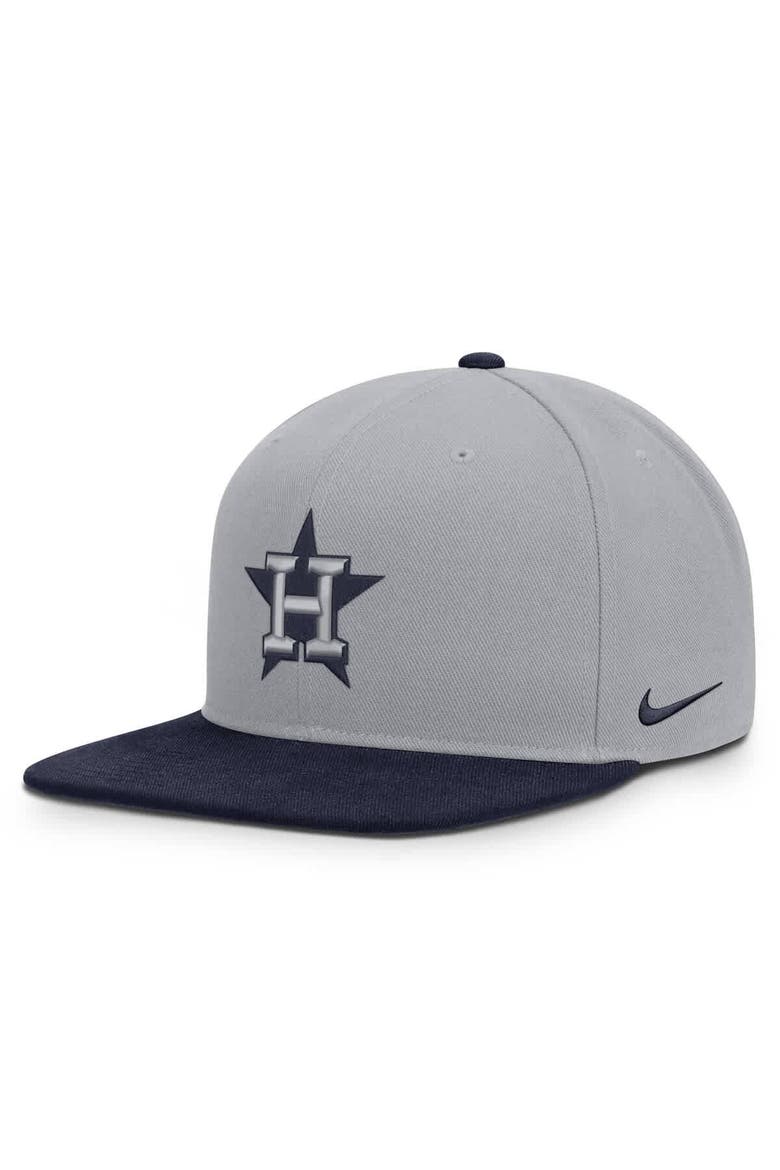 Men's Nike Gray/Navy Houston Astros Primetime Pro Dri-FIT Snapback Hat, Alternate, color, Gray