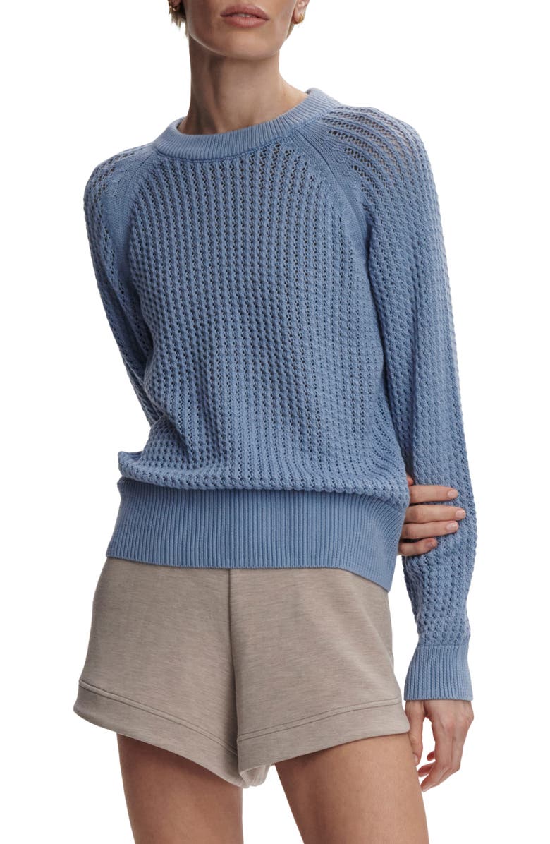 Varley Clay Open Knit Sweater, Main, color, Rain Blue