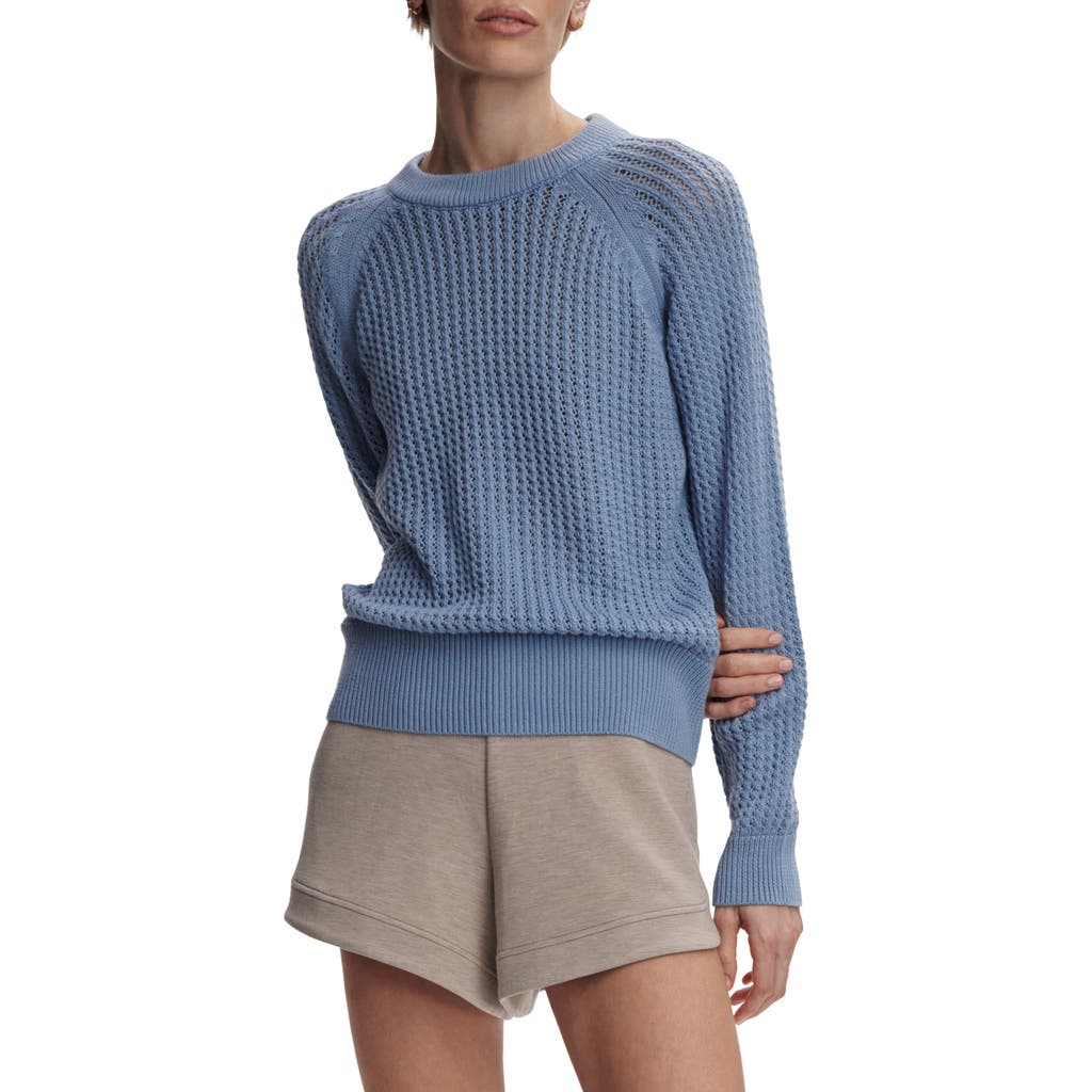 Varley Clay Open Knit Sweater In Rain Blue