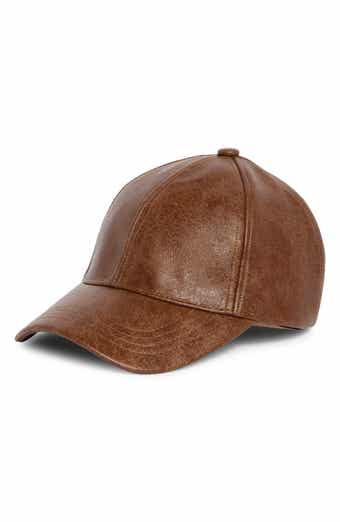 H-Anna Distressed Faux Leather Baseball Cap