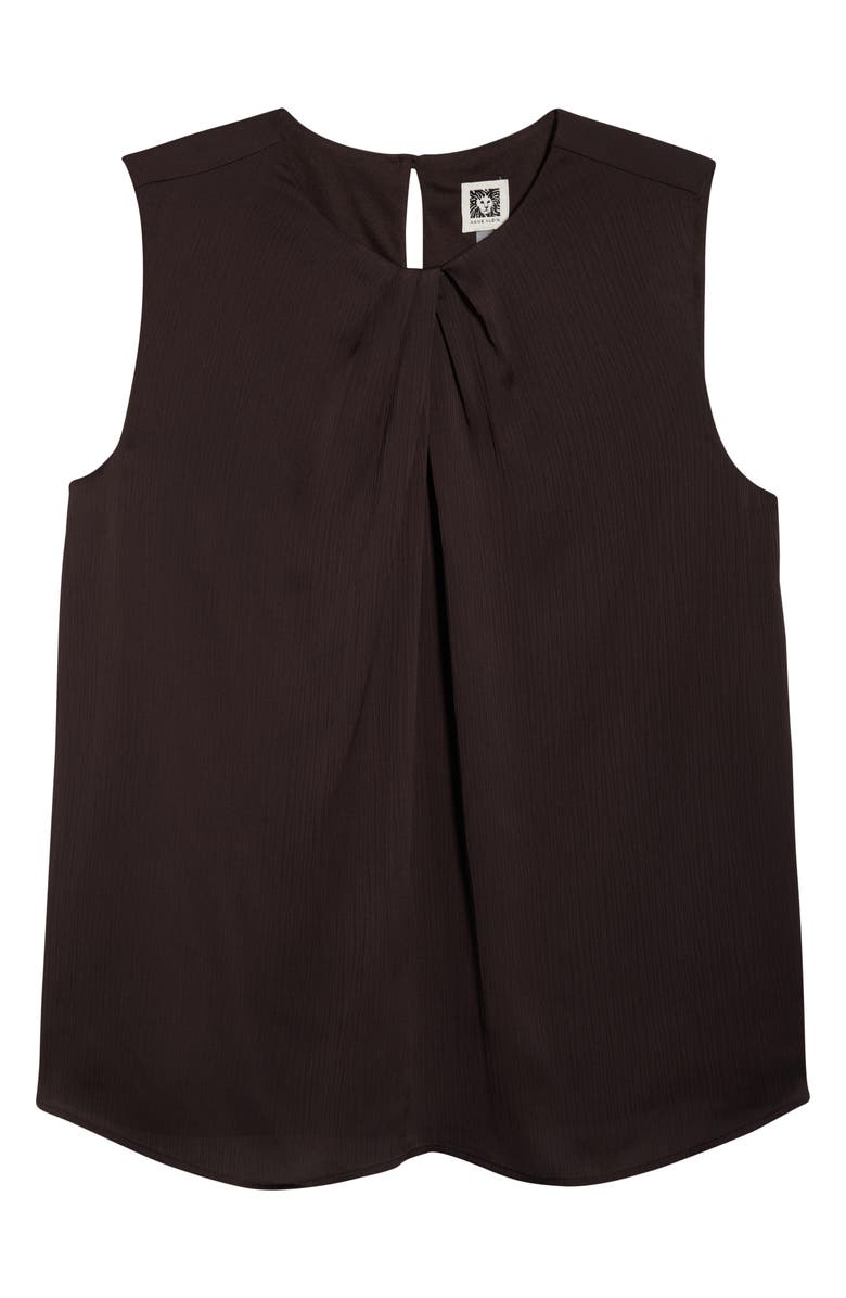 Anne Klein Pleated Jewel Neck Sleeveless Top, Alternate, color, Deep Mahogany