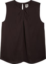 Anne Klein Pleated Jewel Neck Sleeveless Top