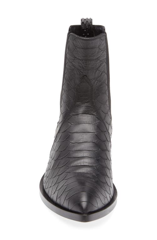 Tom Ford Matt Snakeskin Embossed Pointed Toe Chelsea Boot In Black